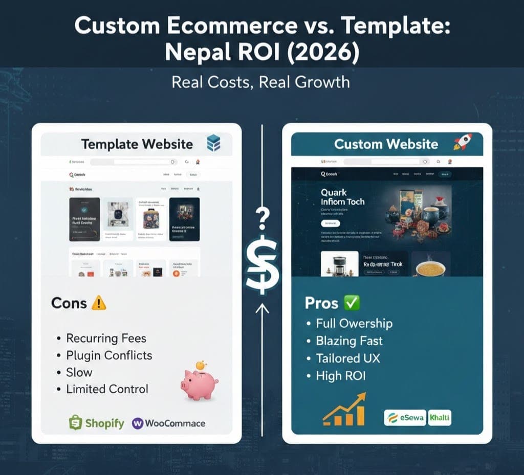 Custom eCommerce vs Template Websites: Which Delivers Better ROI? (Nepal 2026 Guide)